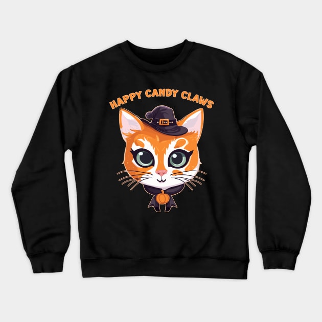 Halloween Cat Crewneck Sweatshirt by Joselo Rocha Art